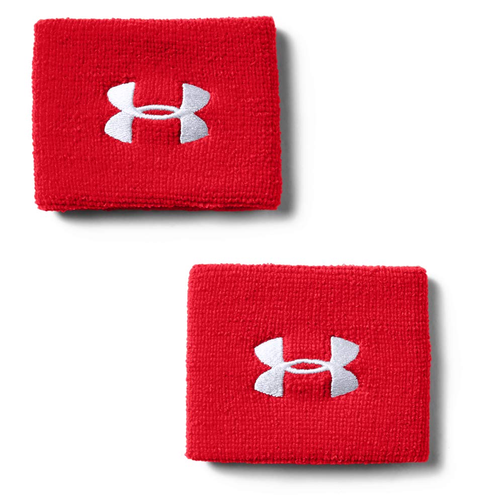 Photo 1 of Under Armour Men's 3-inch Performance Wristband 2-Pack , Red (600)/White, One Size Fits All