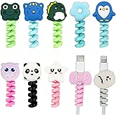 10 PCS Cartoon Silicone Charger Cable Protector Mobile Phone Charger End Cord Colorful Cute Savers for Most Cellphone Data Lines Charger Cord Management Protector