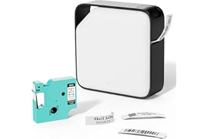 Vixic Label Maker Machine with Tape, Bluetooth Mini Printer, Inkless Printer, Portable Lightweight, Multiple Templates for Home Office, Rechargeable, Bluetooth Wireless Compatible iOS&Android, Black