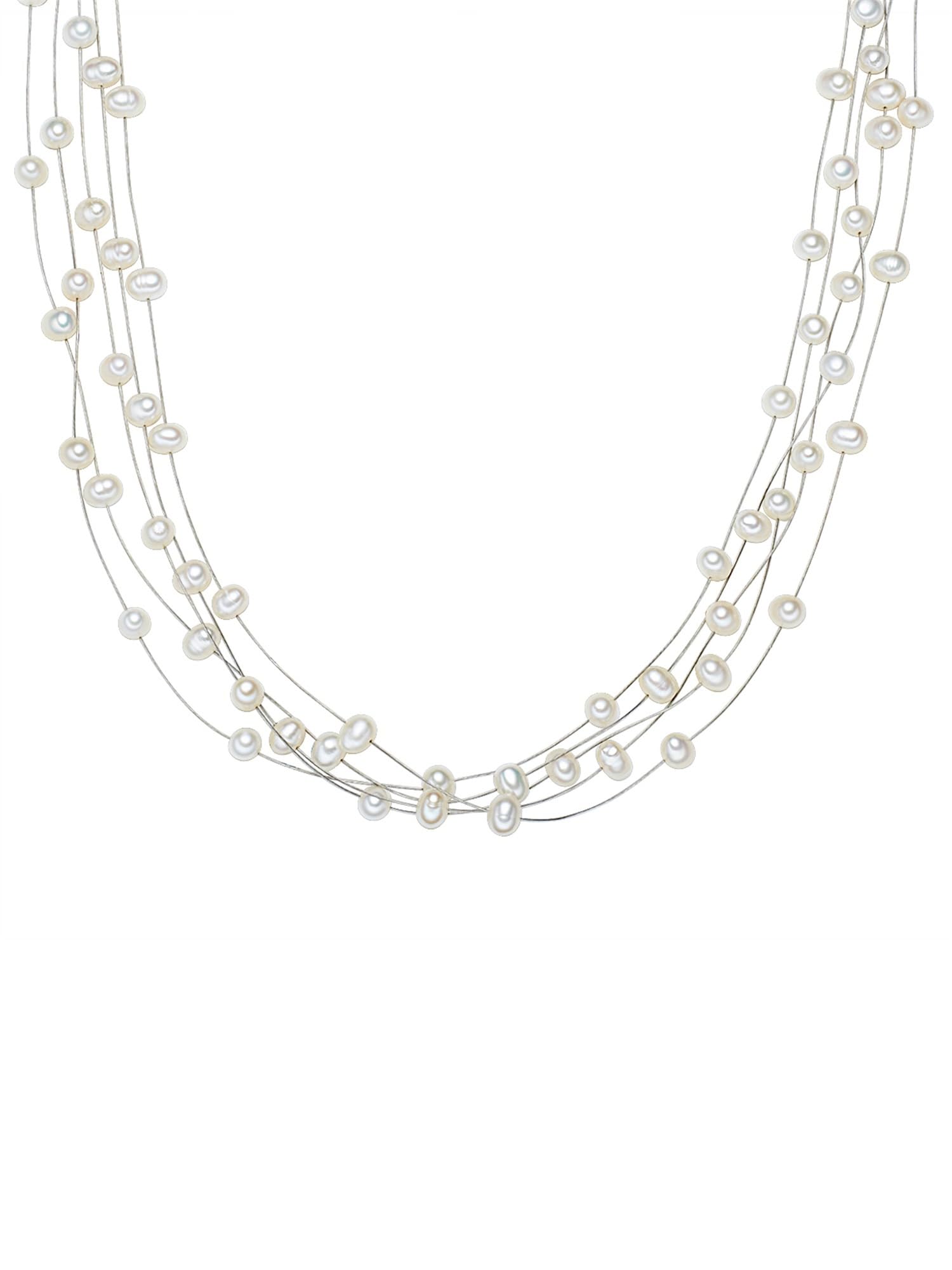 Valero Pearls Female 925/- Sterling Silver Stainless Steel Wire Fresh Water Cultured Pearl(s) approx. 4,0-5,0 mm Pearl Chain