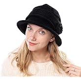 DOCILA Fashion Women Flower Cloche Caps Warm Knit Bucket Bowler Hats Vintage Wrinkled Beanie Caps