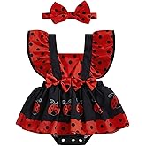 Newborn Baby Girl Summer Clothes Ruffle Fly Sleeve Romper Dress Onesie with Headband Toddler Infant Outfit