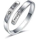 Salloog 925 Sterling Silver Rings Inspirational Jewelry for Women Faith Cross Ring Gifts for Daughter Friend Faith Over Fear Wrap Open Ring Adjustable