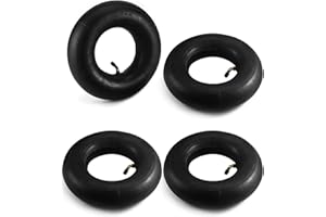 QWORK 4.10/3.50-4 Wheelbarrow Inner Tube, 4 Pack Replacement Inner Tubes, Bent Valve, for Lawn Movers, Hand Trucks