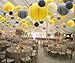 KAXIXI Hanging Party Decorations Set, 15pcs Yellow Gray White Paper Flowers Pom Poms Balls and Paper Lanterns for Wedding Birthday Bridal Sunshine Baby Shower Graduation