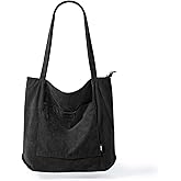 KALIDI Women Corduroy Tote Bag Large Shoulder Tote Bag with Zipper Pocket Casual Hobo Handbag Big Capacity Shopping Work Bag