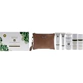 Eminence Must Have Minis Starter Set &ndash; 6 Pc Unisex Skincare Kit with Gel Wash, Dermafoliant, Moisturizer, Firming Fluid, Eye Serum &amp; Pouch