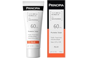 Protetor Solar Facial Principia FPS 60, 16,5% Mix de Filtros UV + 5% Niacinamida FPS 60 PS-01 com 40ml