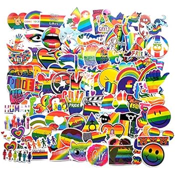 Rainbow Laptop Stickers Vinyl - 100 Pack Decals Water Bottle Waterproof Car Bicycle Skateboard Phone Case [Love Unbounded Line] only for Adult
