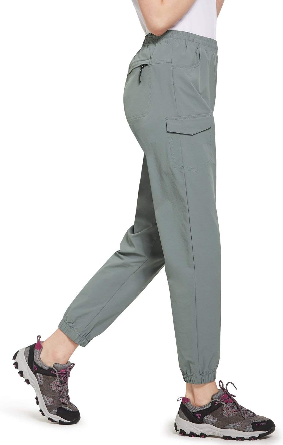 BALEAF Women's Hiking Pants Quick Dry Drawstring Joggers with Pockets Lightweight Running UPF Ankle Capri : Clothing