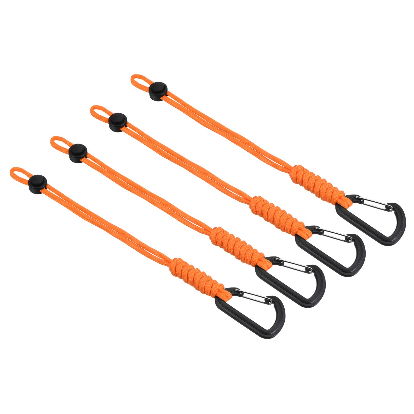 PATIKIL Badge Lanyard with Hook 10 Inch, 4Pcs Braided Wrist Keychain Strap Adjustable Cord Lock for Keys Wallets Outdoors, Orange