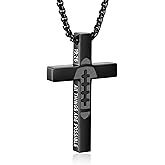 VULETO Football Cross Necklace for Boys Men, Stainless Steel Bible Verse Cross Pendant Chain Sports Gear Stuff Easter Christian Religious Jewelry Gifts for Teen Boys Kids