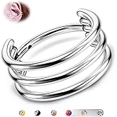 BodyBonita G23 Titanium Cartilage Earring Hoop Stacked Clicker 16G CZ Double/Triple Septum Rings Conch Piercing Jewelry Tragus Daith Helix Nose Rings Hoops for Women Silver/Gold Plated 8mm 10mm 12mm