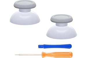 eXtremeRate Solid White & New Hope Gray Replacement Thumbsticks for PS5 Controller, Custom Dual Color Analog Stick Joystick C