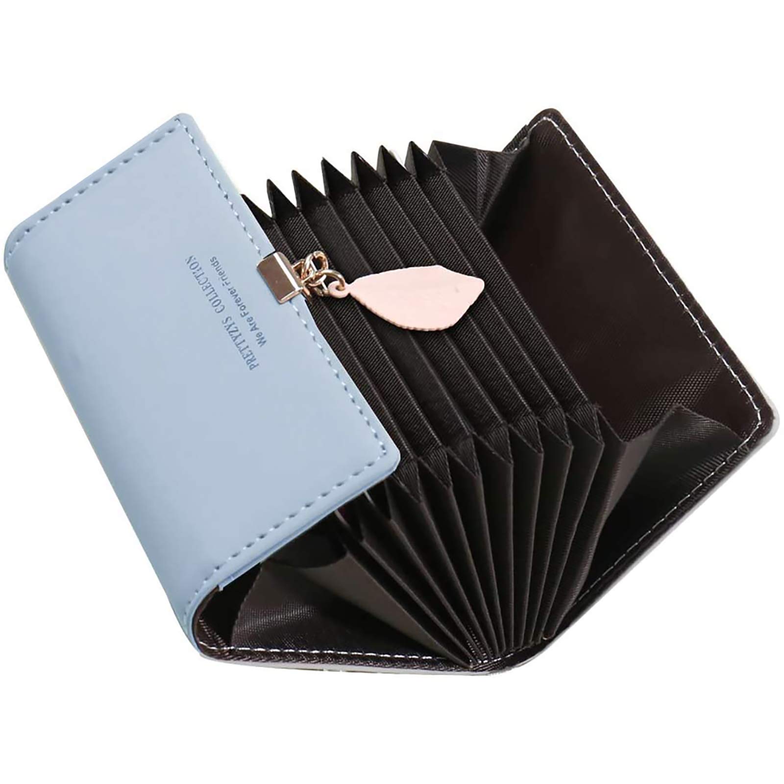 ZhengYue Credit Card Holders Women Ladies Leather Vintage Credit Card Wallet Zipper Coin Purse for Girl Lady LightBlue