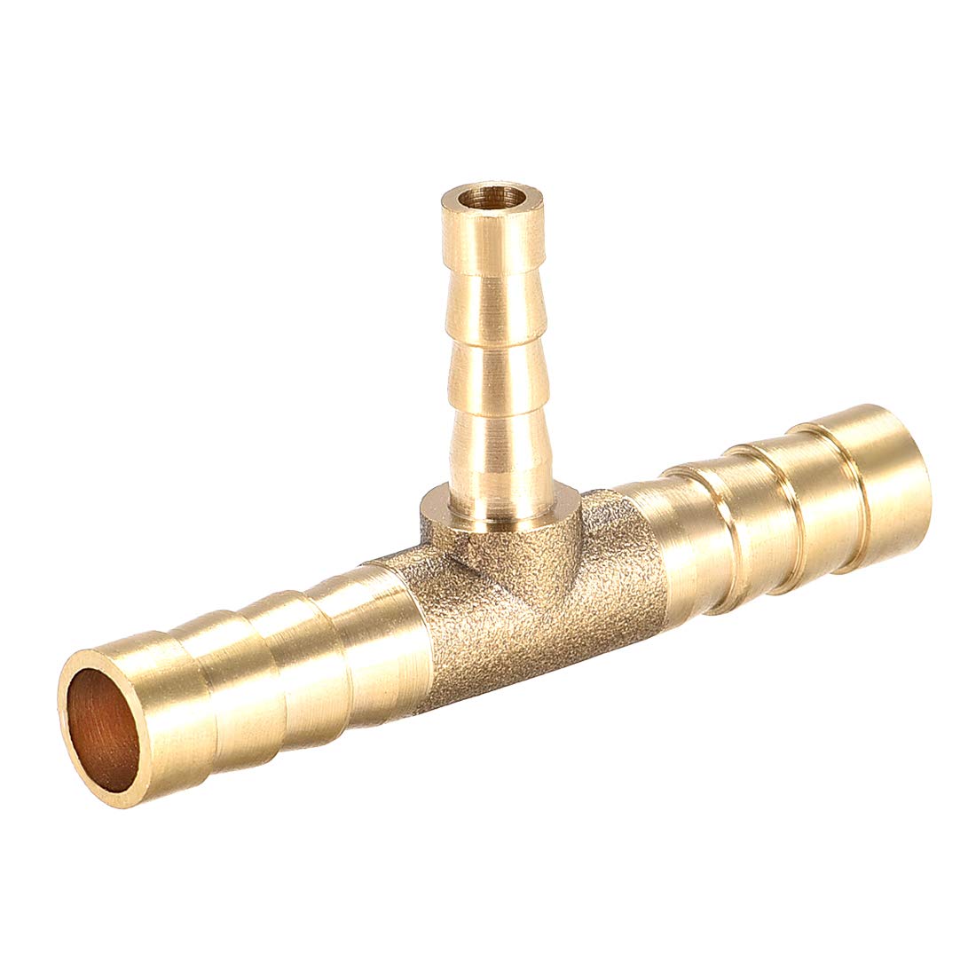 sourcing map Tee Brass Barb Fitting Reducer 3 Way, Fit Hose ID 8mm x 5mm x 8mm