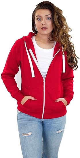womens red zip up hoodie