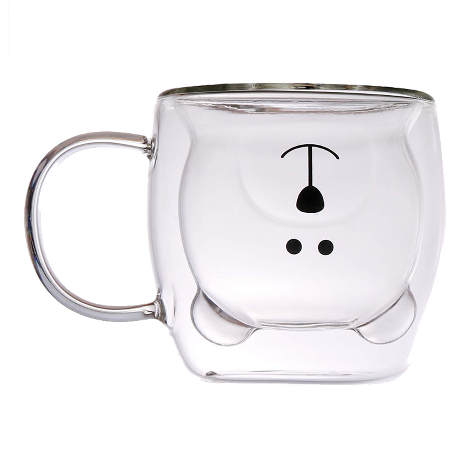 Sweet Coffee Cups Tea Milk Cute Bear Cat Panda Espresso Cups Mugs Double-Walled Insulated Glasses Birthday Gifts(Bear)