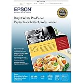 Epson Bright White Pro Paper - S041586-4, 8.5" x 11" (500 sheets) | Professional-quality prints with no bleed-through, high brightness and hassle-free performance. Works with inkjet printers.