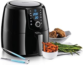 Friteuse XXL Heissluft ohne Fett - 1800W - 8 in 1 Multifunktions Heißluftfritteuse groß - Großes Fassungsvermögen 5,2L - Herausnehmbarer Frittierwanne - Digitaldisplay - Timer Thermostat - Airfryer