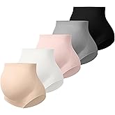 Angelhood Maternity Underwear Over Bump, Seamless Maternity Support Panties, Plus Size, Multi Pack