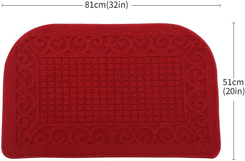 COSY HOMEER 32X20 Inch Anti Fatigue Kitchen Rug Mats are Made of 100% Polypropylene Half Round Rug Cushion Specialized in Anti Slippery and Machine Washable (32x20in Burgundy 1pc): Kitchen & Dining