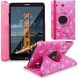 Galaxy Tab E 9.6 Case, Cellularvilla Premium PU Leather 360 Degree Rotating Cover Swivel Stand Case For Samsung Galaxy Tab E Wi-Fi / Tab E Nook / Tab E Verizon 9.6-Inch Tablet (Pink Glitter)