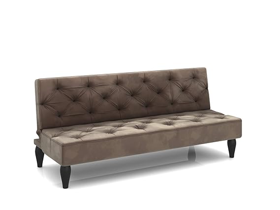 Forzza Beverly Three Seater Tufted Sofa Cum Bed (Brown)