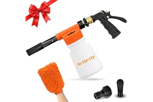 ARTIPOLY Car Wash Foam Gun + Microfiber Wash Mitt - Car Foam Sprayer - Foam Cannon for Hose - Spray Gun Cleaner - Snow Blaster for Cars, Boats, RVs, Foam Cannon Connects to Any Garden Hose