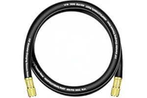 KLENZMATE 2026 Upgraded 3/8" HVAC Vacuum Hose,Refrigerant Charging Hose,6 Ft,Standard 3/8"×3/8" Flare Fittings,Working Pressure: 800 (Psi),Burst Pressure: 4000 (Psi),Faster HVAC Evacuation and Recovery,Black