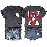 Baseball Mom Shirt for Women in My Softball Mom Era Letter Print Tshirt Novelty Double Sides Graphic Football Soccer Mama Top