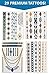 *Festival Flash Temporary Tattoos* Stylish & Chic Tattoo Jewelry - 29 Metallic Tattoos- Gold, Silver, Turquoise. Long Lasting Formula. Perfect festival gear for Burning Man Costumes & EDC (Penelope)