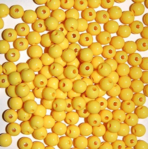 50 x Yellow Round Quality 5mm Small Beads Bright Craft Sea Boat Beach Rig Carp Coarse Fishing Attractor Lure