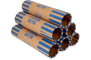 BEAM TECHNOLOGY Beam Coin Wrappers Preformed, 112 Nickels, Heavyweight, Durable, Crimped Bottom, Color Coded, ABA Standard, Coin Roll Wrapper (Nickels, 112)