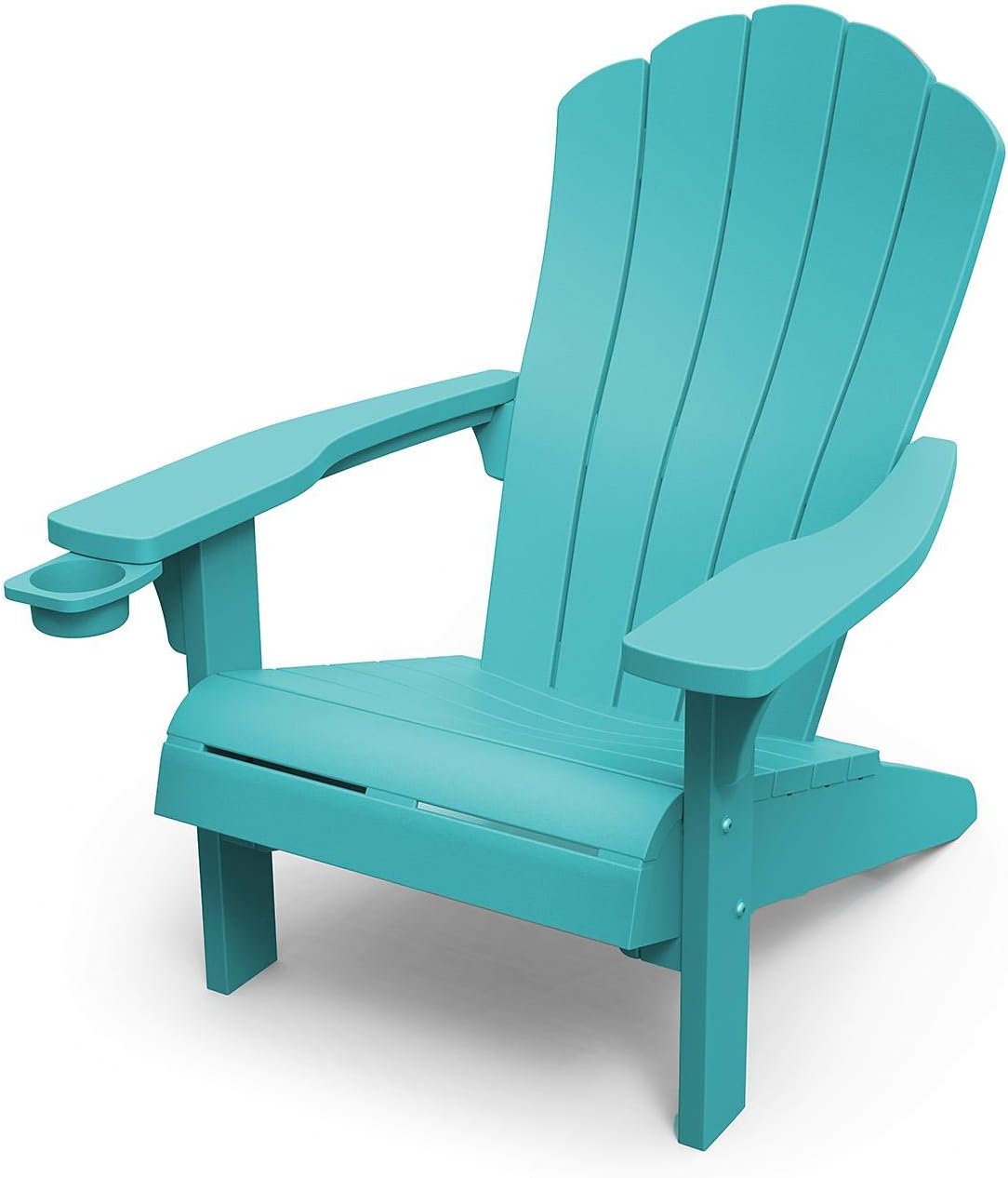 Outdoor Patio Garden Deck Furniture Resin Adirondack Chair with Built-in Cup Holder (Teal): Kitchen & Dining