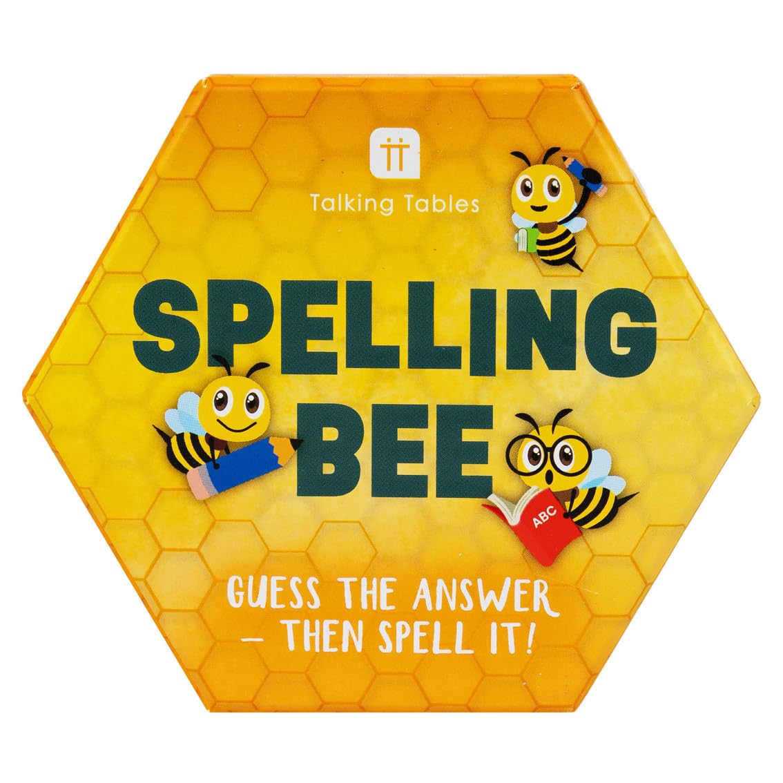 Talking Tables Fun Spelling Bee and Quiz Travel Pocket Game for Home or Journeys - Educational Trivia Cards with Trivia Challenges, for Boys or Girls - Plastic-Free, Ages 6+ -