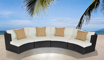 Amazon Com Husen Husenoutdoor Stylish Outdoor Wicker Garden Sofa Set Brown Cover Furniture Decor