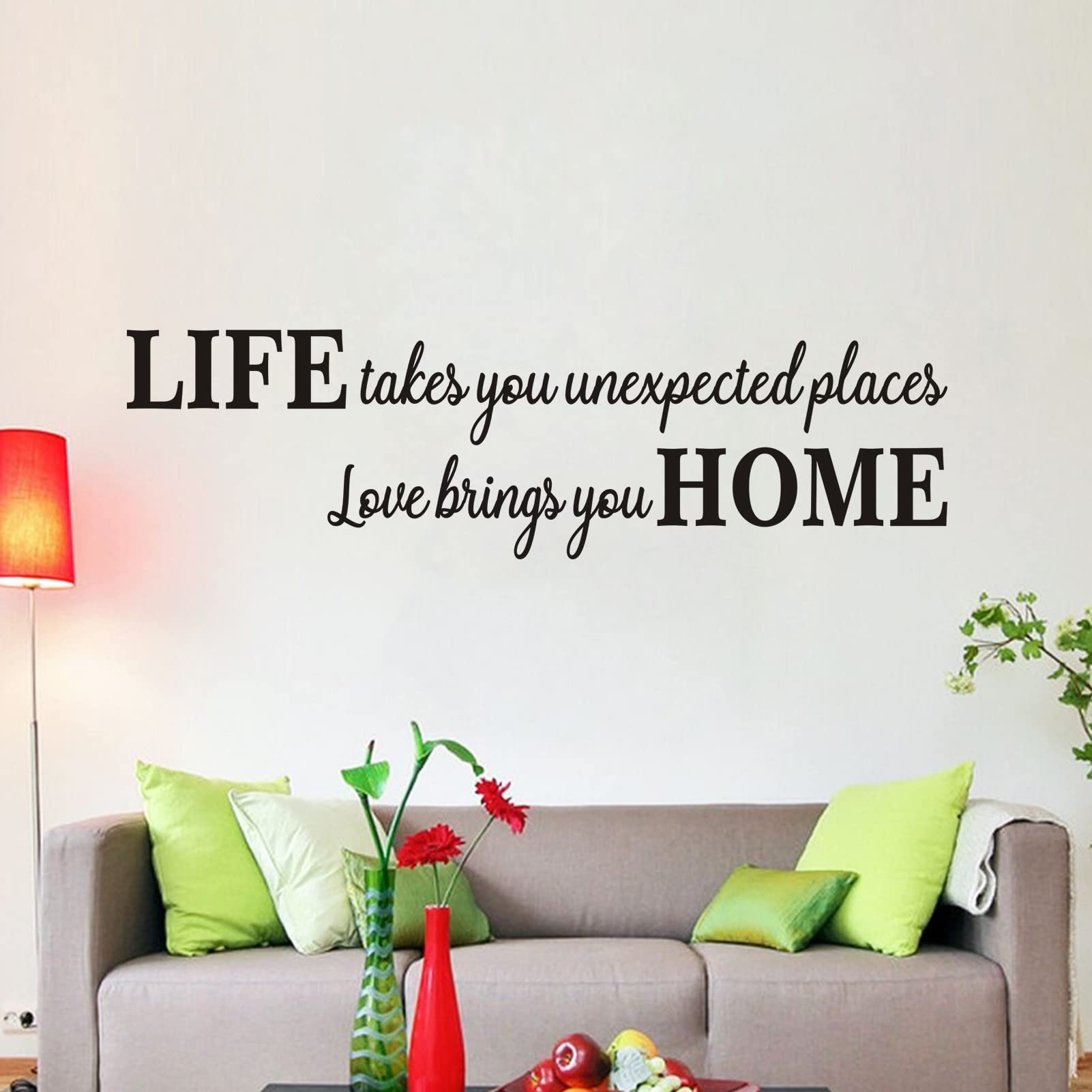Inspirational Quotes Family Wall Stickers: Home Vinyl Art Wall Decals for Kitchen Living Room - Life Takes You Unexpected Place 25" X 7"