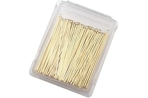 INSPIRELLE 100PCS Gold Plated Brass Flat Head Pins 22 Gauge Satin Pins for DIY Jewelry Making Findings - 30mm (1.2 Inch) Long
