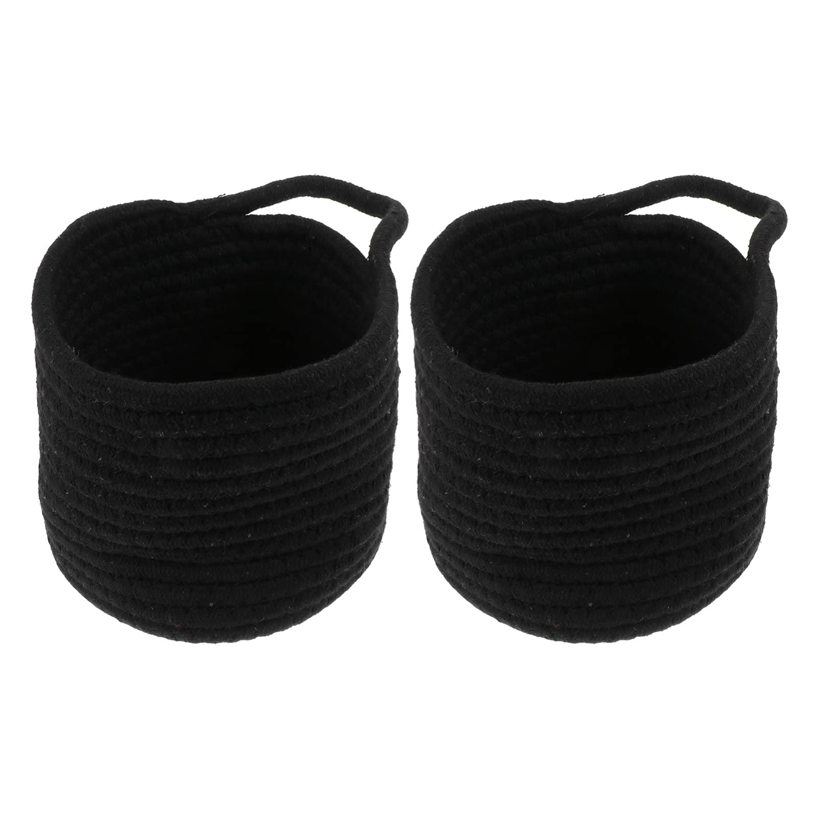 Small Wall Hanging Storage Baskets: 2PCS Cotton Rope Woven Basket - 9 x 7 inch Foldable Wall Door Hanging Organizer with Handle for Flower Plants, Towels, Sunglasses, Wallet, Keys