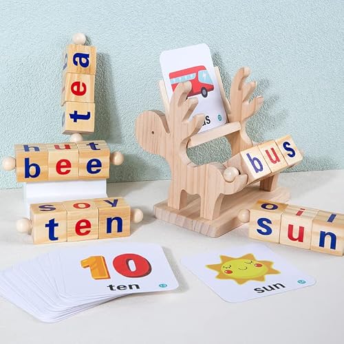 Alphabet Rotating Rods Flash Cards JAQI Wooden Reading Blocks - Short ...