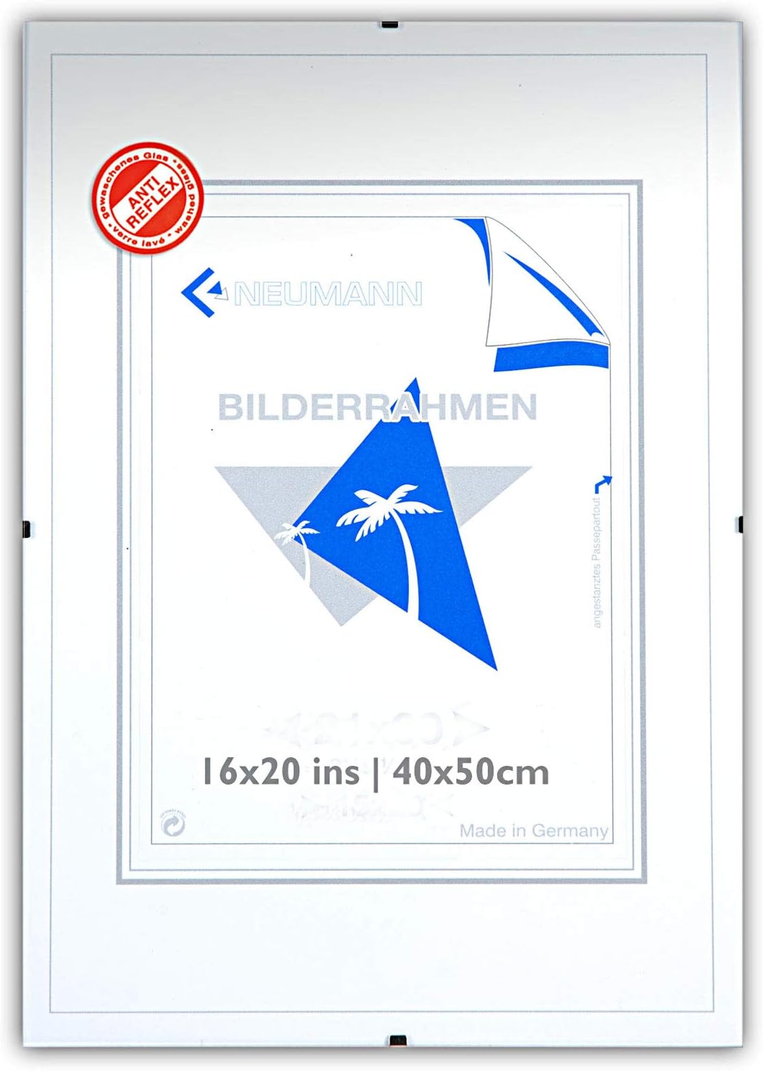 Neumann Bilderrahmen Frameless Frame Clip 16x20 ins 40x50 cm Acrylic Glass Anti-Reflex