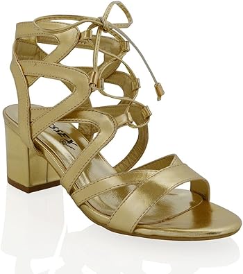 gold gladiator block heels