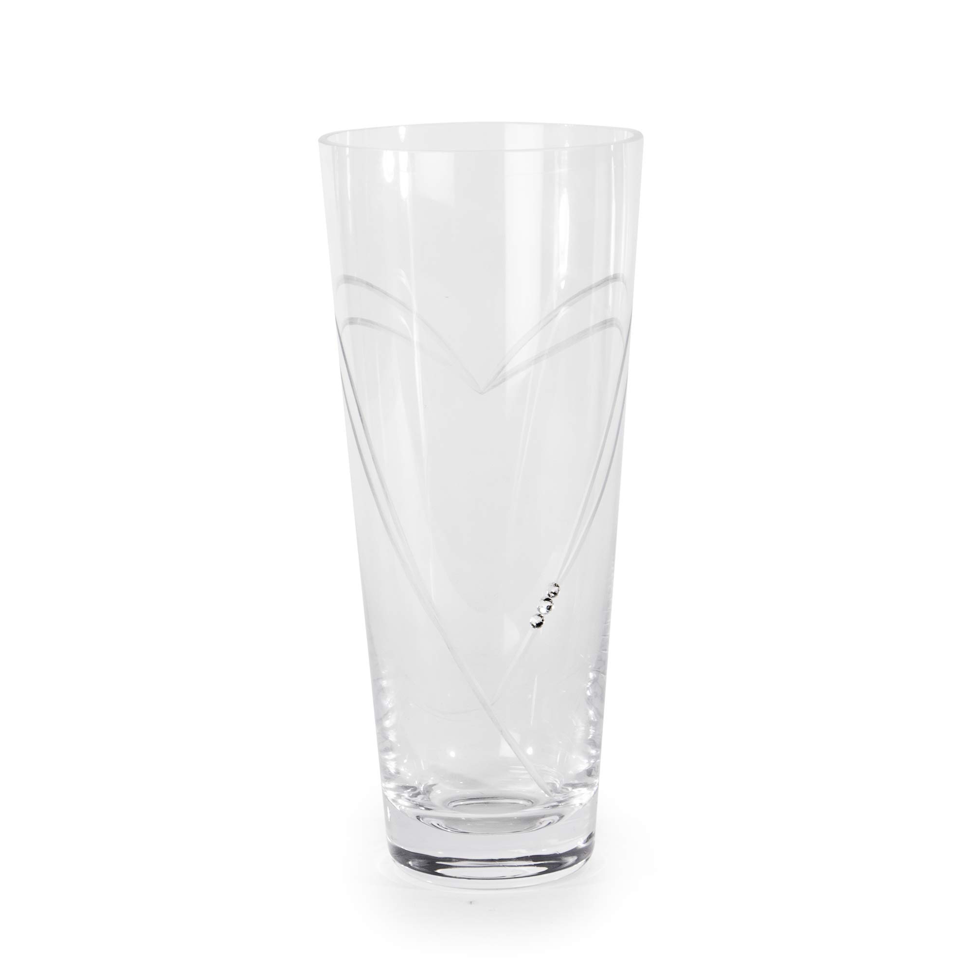 Crystal Glass Vase with Engraved Heart Detail | Large Vases for Flowers | Mother's Day Vases | Valentine Gift | Home Decoration | Table Centerpiece | M&W