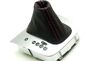 AUTOGURU VW Jetta Vento Bora MK5 05-10 Automatic Shift Boot Synthetic Leather Black, Red Stitch