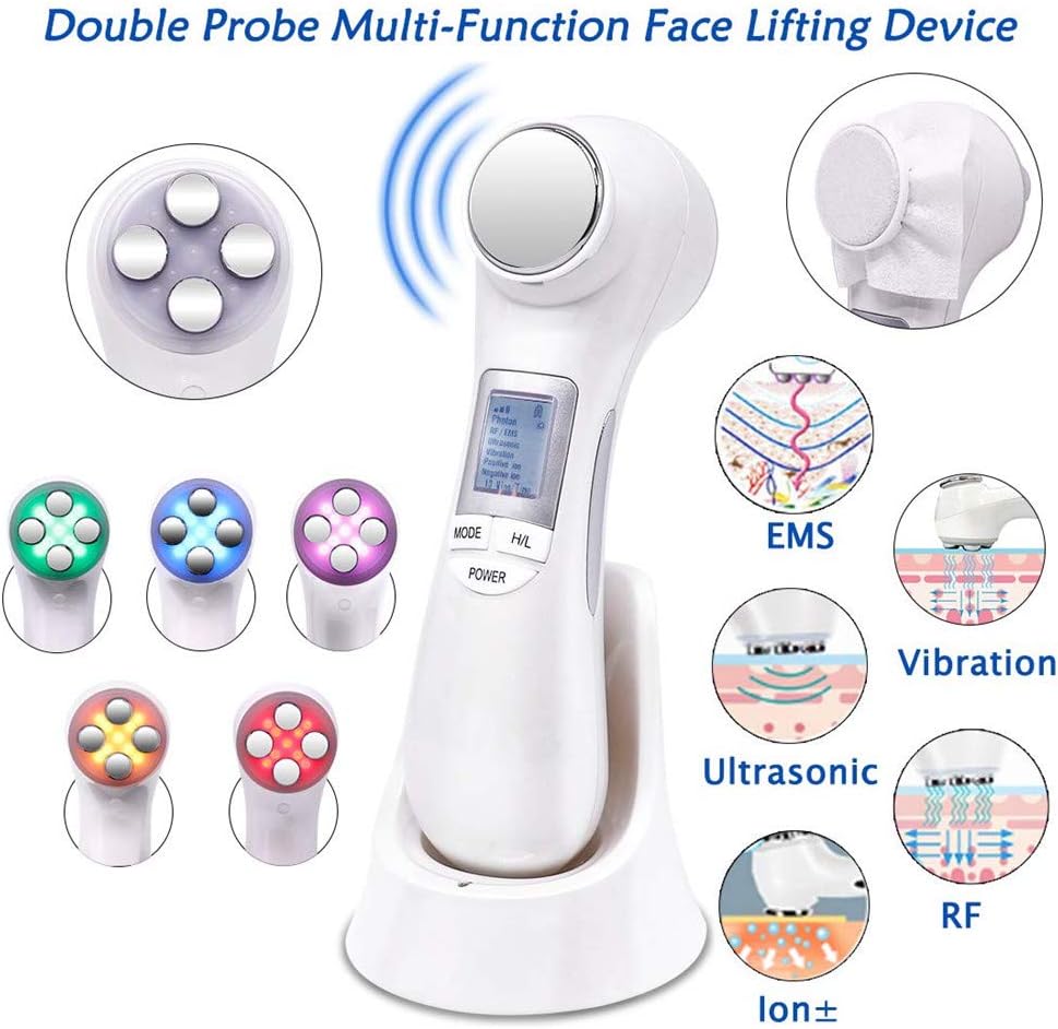 6 in 1 Skin Tightening Machine EMS Facial Lifting Machine for Deep Cleanse Anti-Aging Multifunctional Vibration Beauty Device