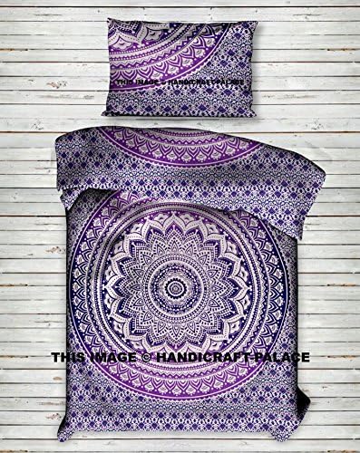 Indian Bohemian Ombre Mandala Cotton Handmade Twin Size Ethnic Duvet Doona Cover Throw Comforter Set by Handicraftspalace