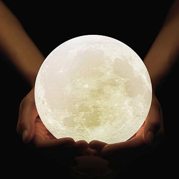 Amazon Com Sikemai 5 9 Inch Moon Lamp 3d Printing Moon Rechargeable Lighted Night Light Warm And Cool White Dimmable Touch Control Lighting For Kids Room Decoration With Usb Charging And Wooden Stand