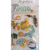 Florida Icons 3D Stickers for Journaling, Scrapbooking, Cardmaking, Arts &amp; Crafts - 11 Pieces
