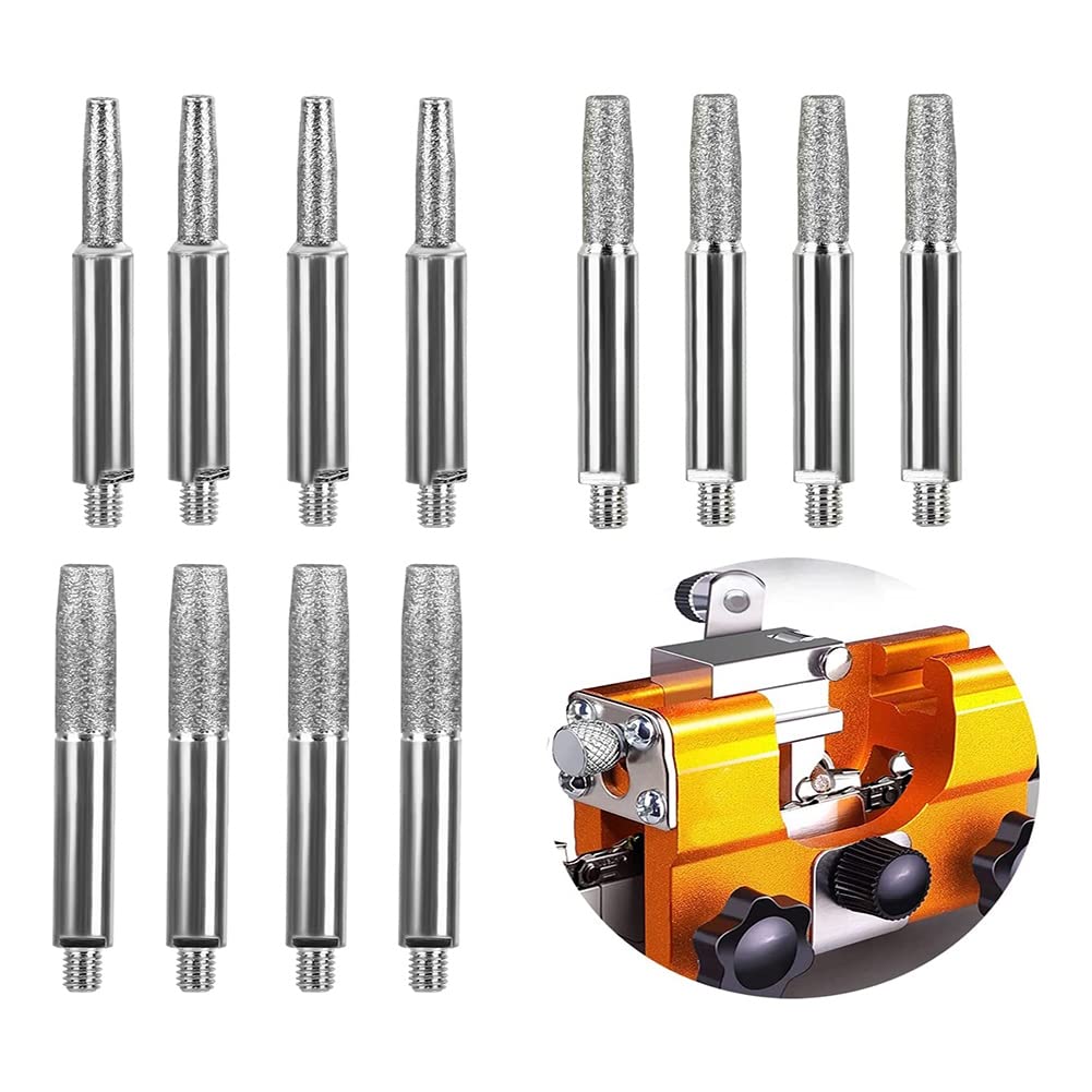 Kaneorooir Chainsaw Sharpening Stone, Chainsaw Grinding Stone, 12PCS High Hardness Diamond Chainsaw Sharpener(4Mm, 4.8Mm, 5.5Mm)